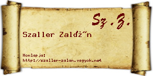 Szaller Zalán névjegykártya