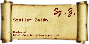 Szaller Zalán névjegykártya